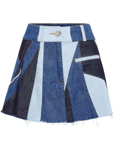 PHILIPP PLEIN PATCHWORK DENIM MINI SKIRT