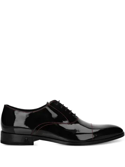 Philipp Plein Patent Leather Derby Shoes In Black