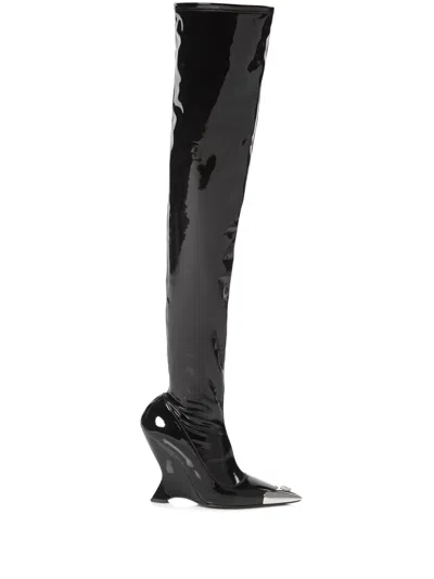 PHILIPP PLEIN PATENT-LEATHER OVER-KNEE BOOTS