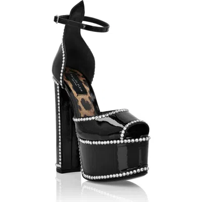 Philipp Plein Patent Leather Platform Sandals Hi-heels Women In Black