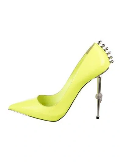 Pre-owned Philipp Plein Patent Leather Studded Accents Pumps In Green