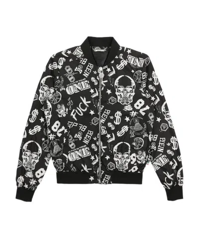 Philipp Plein Pattern Printed Casual Jacket In Black