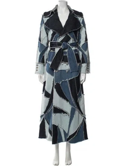 Pre-owned Philipp Plein Patterned Coat In Blue