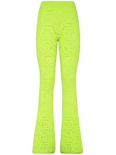 PHILIPP PLEIN PATTERNED-KNIT FLARED TROUSERS