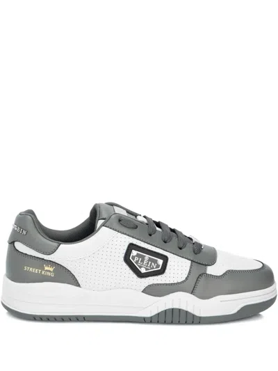 Philipp Plein Perforated Low-top Street Trainers In Gray