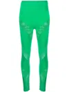 Philipp Plein Perforated-panelled Seamless Leggings In Green