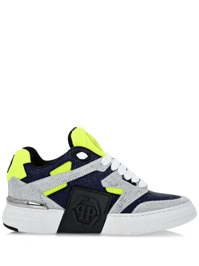 Philipp Plein Phantom Kick$ Crystal-embellished Sneakers In Blue