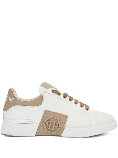 Philipp Plein Phantom Kick$ Logo-plaque Low-top Sneakers In White