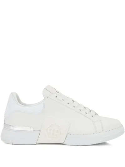 Philipp Plein Phantom Kick$ Logo-plaque Low-top Sneakers In White