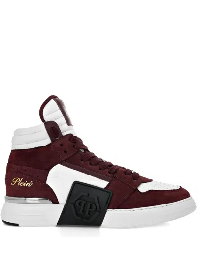 Philipp Plein Phantom Kicks Mid-top Leather Sneakers In Red