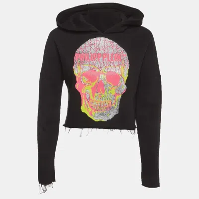 Pre-owned Philipp Plein Philip Plein Couture Black Embellished Cotton Knit Hoodie Xs
