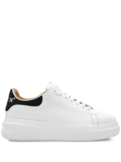 Philipp Plein Lo-top Leather Sneakers In White