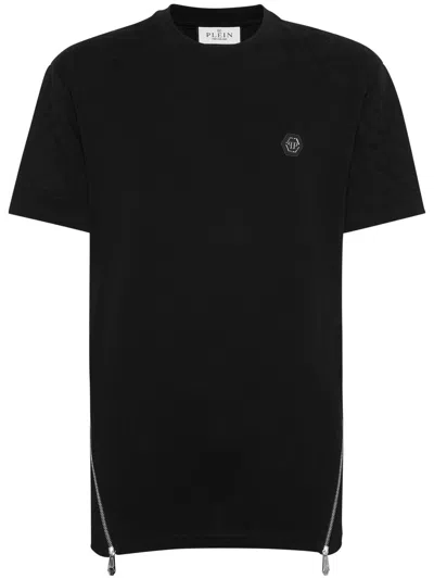 Philipp Plein Zipper Detail T-shirt In Black