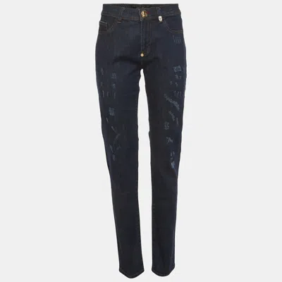 Pre-owned Philipp Plein Phillip Plein 'devils Food' Blue Denim Straight Fit Jegging L/waist 33"