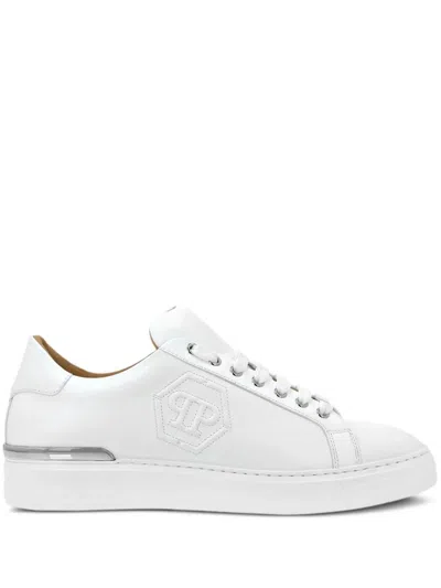 Philipp Plein Phillip Plein Embossed Leather Sneakers In White