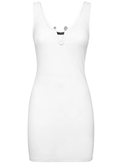 Philipp Plein Pierced Mini Dress In White