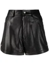Philipp Plein Pin-embellished Leather Shorts In Black