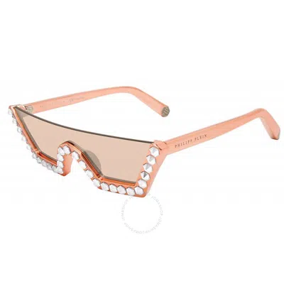 Philipp Plein Pink Mirror Irregular Ladies Sunglasses Spp031s 9nfx 99 In Ink / Pink