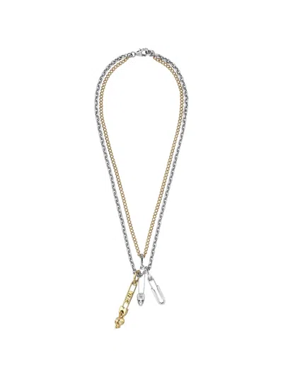 Philipp Plein Pin-pendant Necklace In Gold