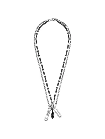 Philipp Plein Pin-pendant Necklace In Silver