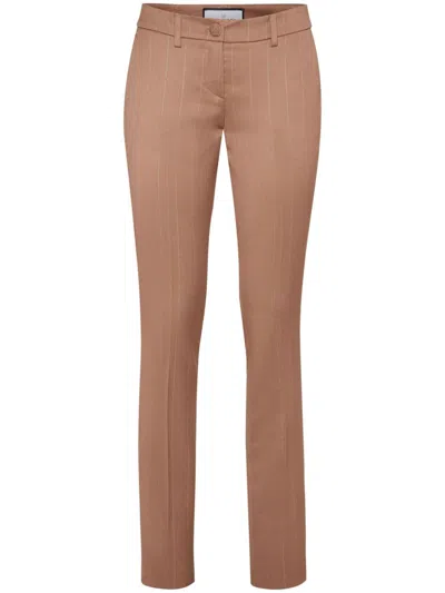 Philipp Plein Pinstripe Chinos-fit Trousers In Brown