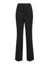 Philipp Plein Wool Blend Sequined Pants With Pinstripe Pattern In Black