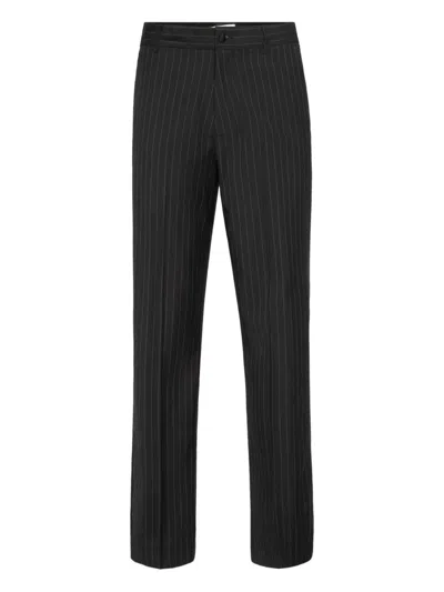 Philipp Plein Loose Fit Pinstripe Trousers Raw Edges In Black