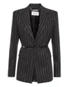 Philipp Plein Pinstriped Belted Blazer In Multi