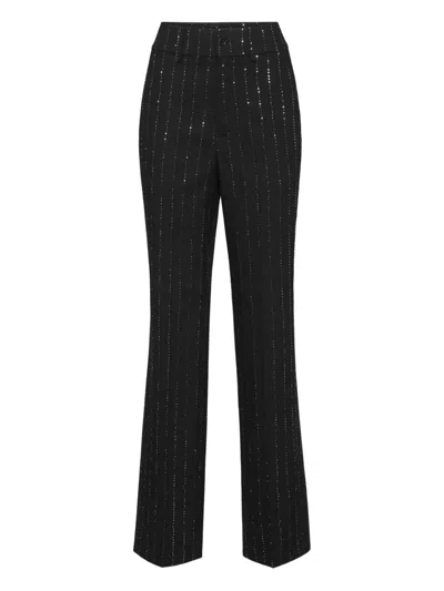 Philipp Plein Pinstriped Trousers In Black