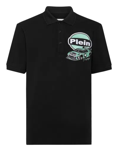 Philipp Plein Pique Polo Shirt Ss Slim Fit Cars Racing In Multi