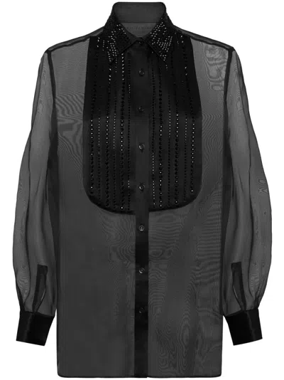 Philipp Plein Plastron Shirt In Schwarz