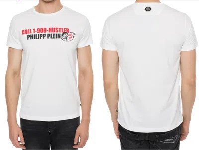Pre-owned Philipp Plein Platinum Cut Call Hustler Logo Shirt Round Neck T-shirt M In White