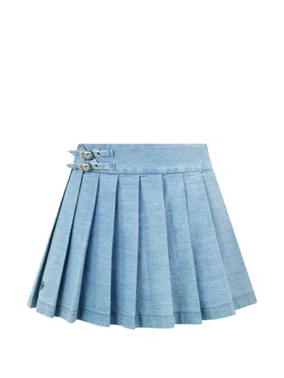 Philipp Plein Pleated Mini Skirt In Blue