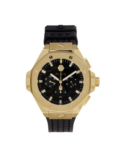 Philipp Plein Plein Chrono Royal Ip Yellow Gold & Silicone-strap Watch/42mm In Black