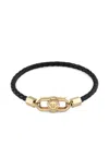 Philipp Plein Yellow Gold Leather Bracelet Plein Edge In Gold
