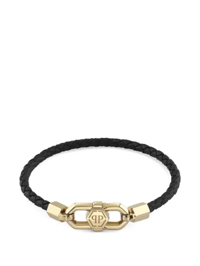 Philipp Plein Plein Edge Braided Bracelet In Black