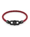 Philipp Plein Plein Edge Calf Leather Bracelet In Red