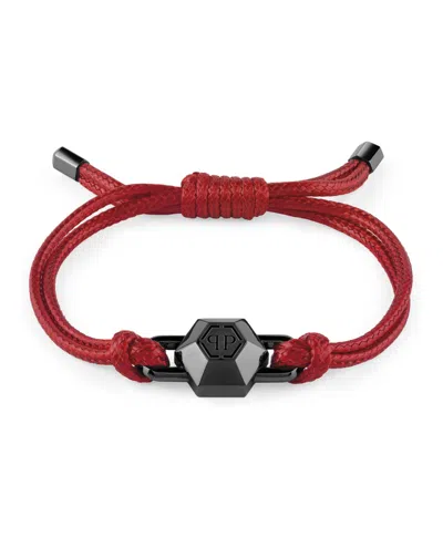 Philipp Plein Plein Edge Cotton Cord Bracelet In Gun