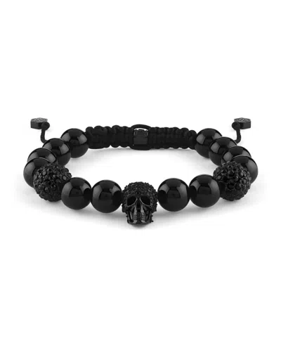 Philipp Plein Plein Elite Crystal Onyx Beads Bracelet In Black
