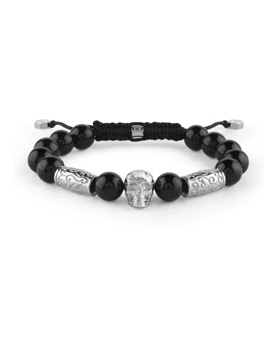 Philipp Plein Plein Elite Onyx Beads Bracelet In Stainless