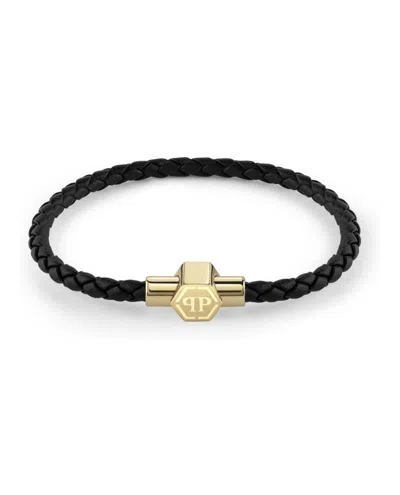 Philipp Plein Plein Enigma Calf Leather Bracelet In Gold