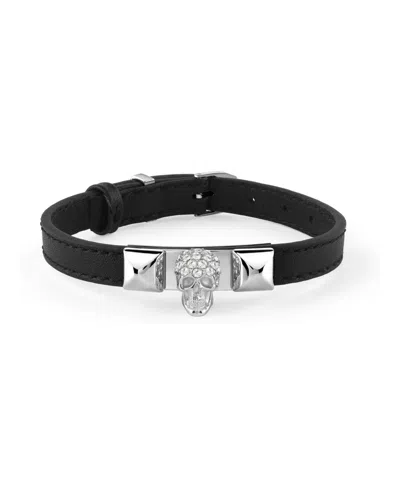 Philipp Plein Plein Enigma Crystal Calf Leather Bracelet In Stainless