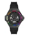 Philipp Plein Men's Automatic Skeleton Royal Black Silicone Strap Watch 46mm
