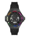 Philipp Plein Men's Automatic Skeleton Royal Black Silicone Strap Watch 46mm In Multi