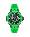 Philipp Plein Men's Automatic Skeleton Royal Green Silicone Strap Watch 46mm In Black/green