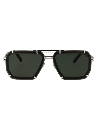 Philipp Plein Plein Legacy Sunglasses In Silver Green