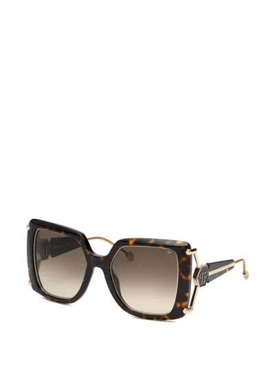 Philipp Plein Plein Queen Square-frame Tortoiseshell Sunglasses In Brown