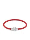 Philipp Plein Leather Stainless Steel Bracelet Plein Tag In Red