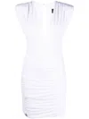 Philipp Plein Plunge-neck Ruched Mini Dress In White