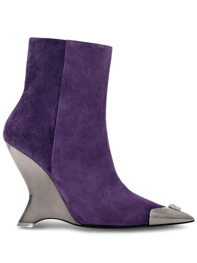 Philipp Plein Pointed-toe Suede Ankle Boots In Purple
